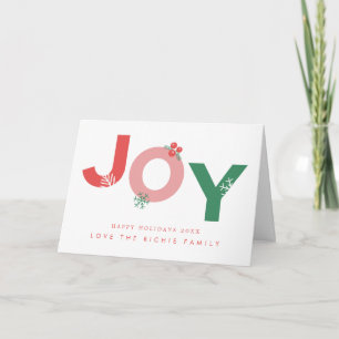 Modern Script Joy Photo Holiday Folded Greeting Card