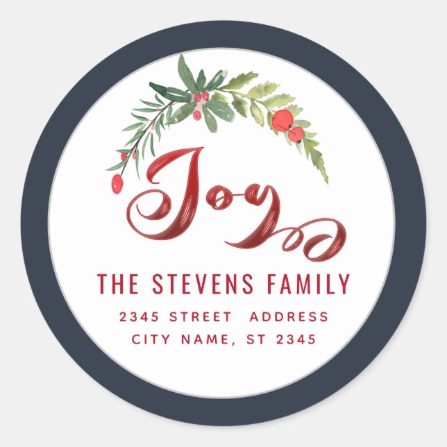 Modern script joy red holly  Label (Front)