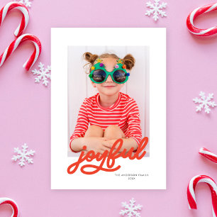 Modern Script Joyful Customisable Colours One Phot Holiday Card