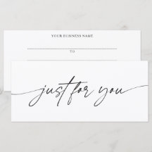 Modern Script Just For You Gift Certificate
