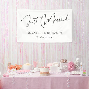 Modern Script 'Just Married' Banner - Personalised