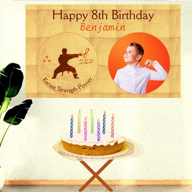 Modern Script Karate Martial Arts Kids Birthday Banner (Creator Uploaded)