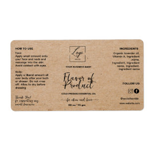 Modern Script Kraft dropper Bottle Label