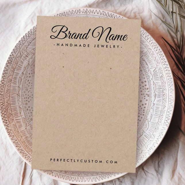 Modern script Kraft paper earring display card (Modern script Kraft paper earring display card)