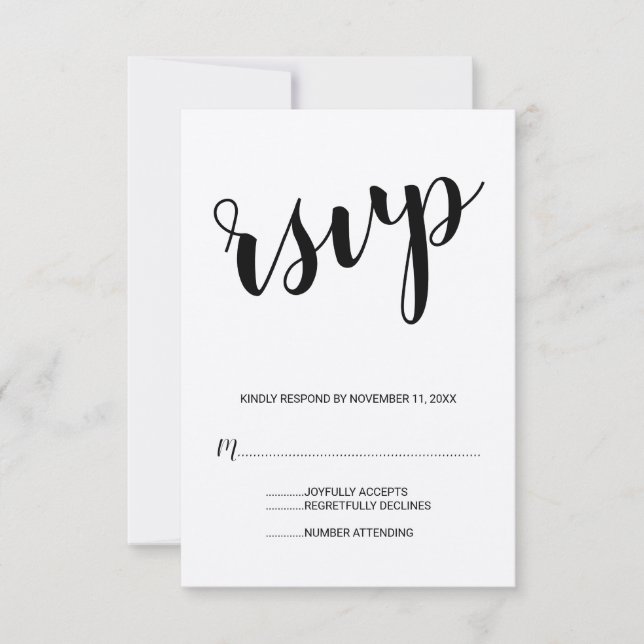 Modern Script Kraft Paper Wedding RSVP (Front)
