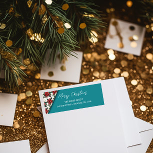 Modern Script Lettering Merry Christmas Return Address Label