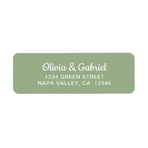 Modern Script. Light green Wedding Return Address Label
