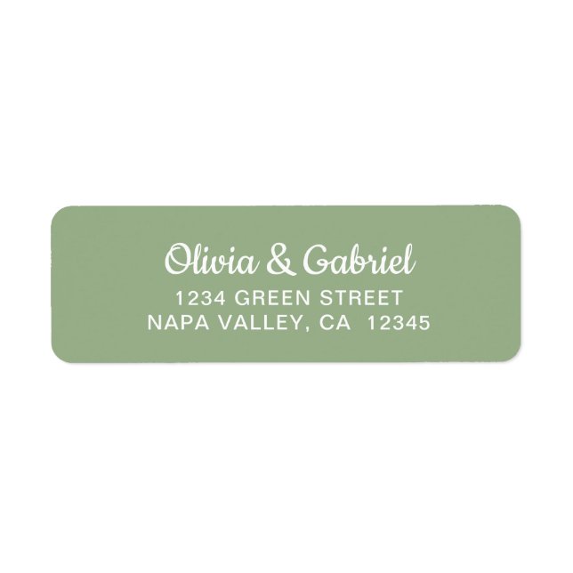 Modern Script. Light green Wedding Return Address Label (Front)