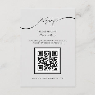 Modern Script Light Grey QR Code Wedding RSVP Card