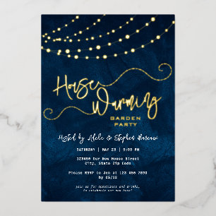 Modern Script Light String Housewarming Party Gold