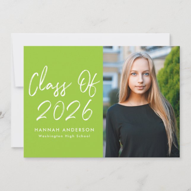 Modern Script Lime Class of 2025 Graduation Party Invitation (Front)