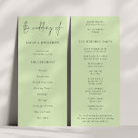 Modern Script Lime Cream Green Wedding Program<br><div class="desc">Modern Script Lime Cream Green Wedding Available digitally and printed. A modern typographical design for your wedding programs. The main header is in a stylish set script and the rest of the text you can easily personalise. You can change the text and background colours if you wish to match your...</div>
