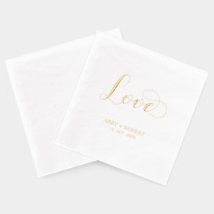 Modern Script Love   Couples Name Custom Wedding  Foil Napkins