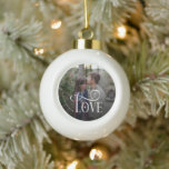 Modern Script Love Custom Engaged Couples Photo Ceramic Ball Christmas Ornament<br><div class="desc">Capture your thoughts, plans, and memories with this Modern Script Love Custom Engaged Couples Photo Notebook. Featuring your favorite couple photo, elegant flowing script, and clean modern design, this notebook combines style and sentiment. Perfect for engagement notes, wedding planning, journaling, or as a thoughtful gift for newly engaged couples. Whether...</div>
