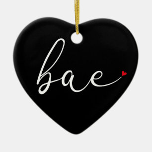 Modern Script Love Heart Bae Definition Ceramic Ornament