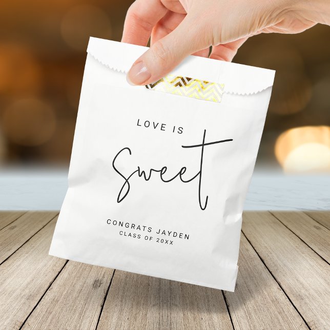 Modern Script Love is Sweet Graduation Favour Bag (Modern Script Love is Sweet Graduation Favor Bag)