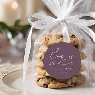 Modern Script Love Is Sweet Wedding Classic Round Sticker