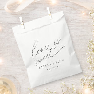 Modern Script Love Is Sweet Wedding Favour Bag