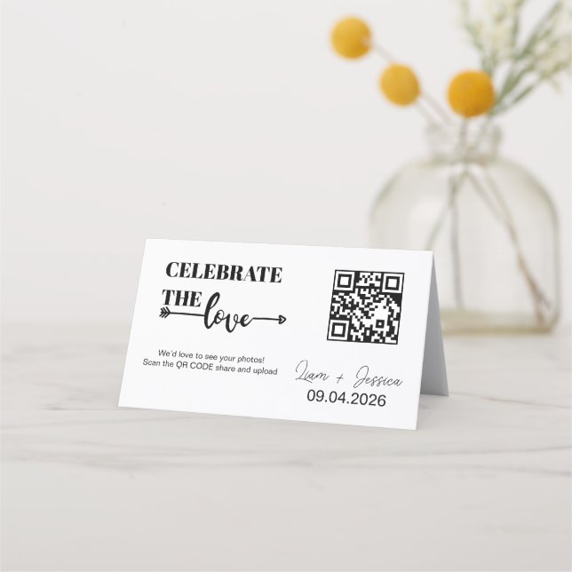 Modern Script Love QR Code Note Card (Front)