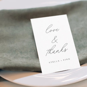 Modern Script Love & Thanks Wedding Place Card
