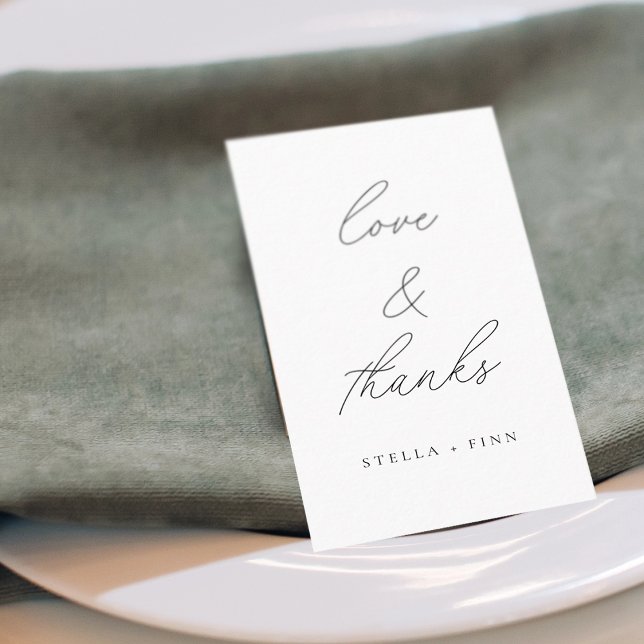 Modern Script Love & Thanks Wedding Place Card (Modern Script Love & Thanks Wedding Place Card)