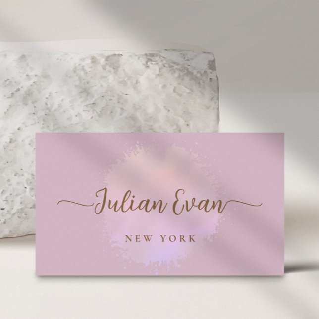 Modern Script Luxe Pink Holographic Beauty Business Card (Creator Uploaded)