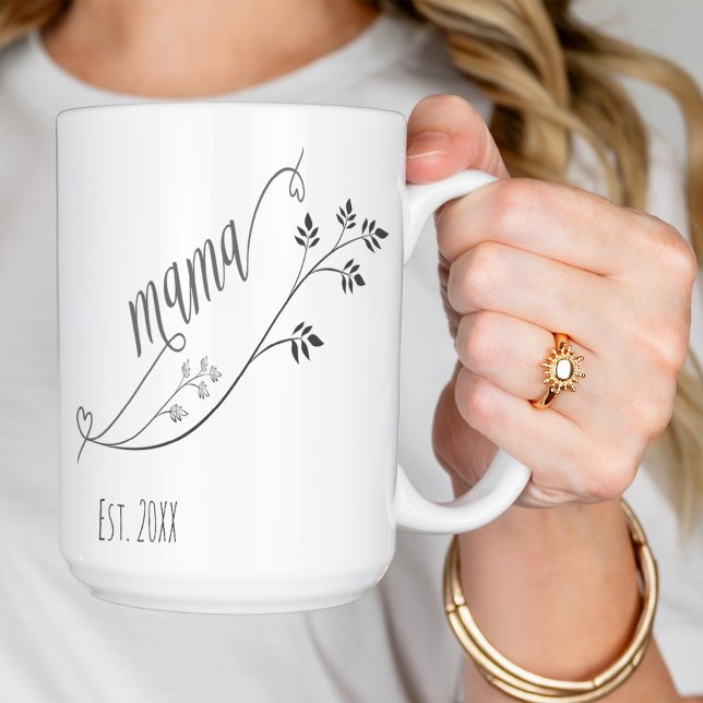 Modern Script mama Year Established Coffee Mug (Creator Uploaded)