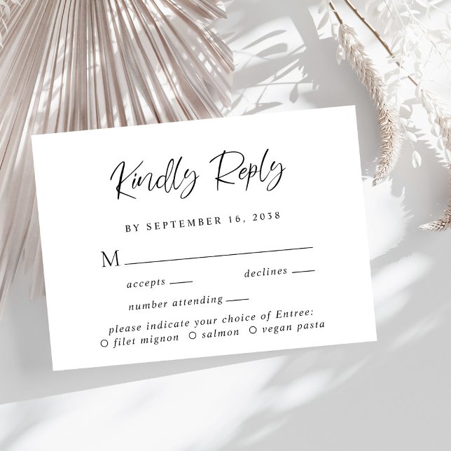 Modern Script Menu Choice Wedding RSVP Card (Creator Uploaded)