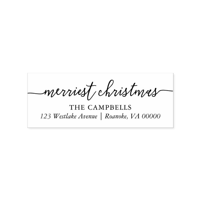 Modern Script "Merriest Christmas"  Rubber Stamp (Imprint)