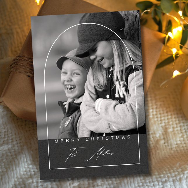 Modern Script Merry Christmas Arch Photo Holiday  (Creator Uploaded)