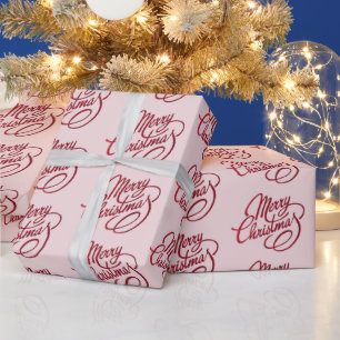 Modern Script Merry Christmas Blush Pink Wrapping Paper