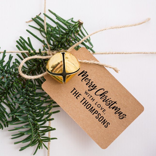 Modern Script Merry Christmas Family Holiday Gift Self-inking Stamp (Creator Uploaded)