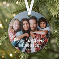 Modern Script Merry Christmas Family Photo