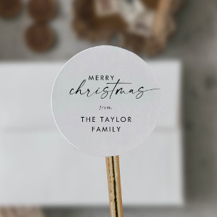 Modern Script Merry Christmas Holiday Classic Round Sticker