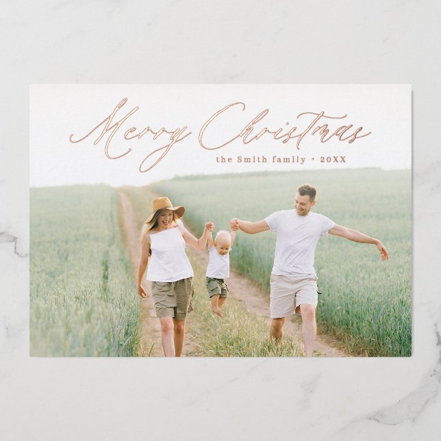 Modern Script Merry Christmas Photo Holiday (Front)