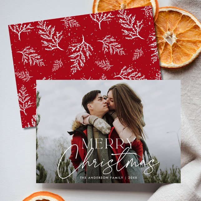 Modern Script Merry Christmas Photo Holiday Card (Creator Uploaded)