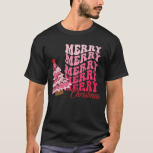 Modern Script Merry Christmas Santa Hat Christmas T-Shirt