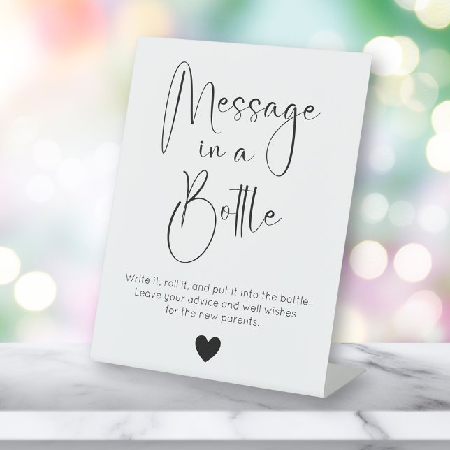 Modern Script Message In A Bottle Baby Shower Pedestal Sign (Creator Uploaded)
