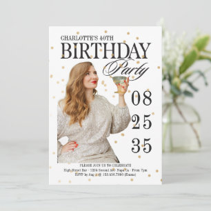 Modern Script Milestone Any Age Birthday Gold Invitation