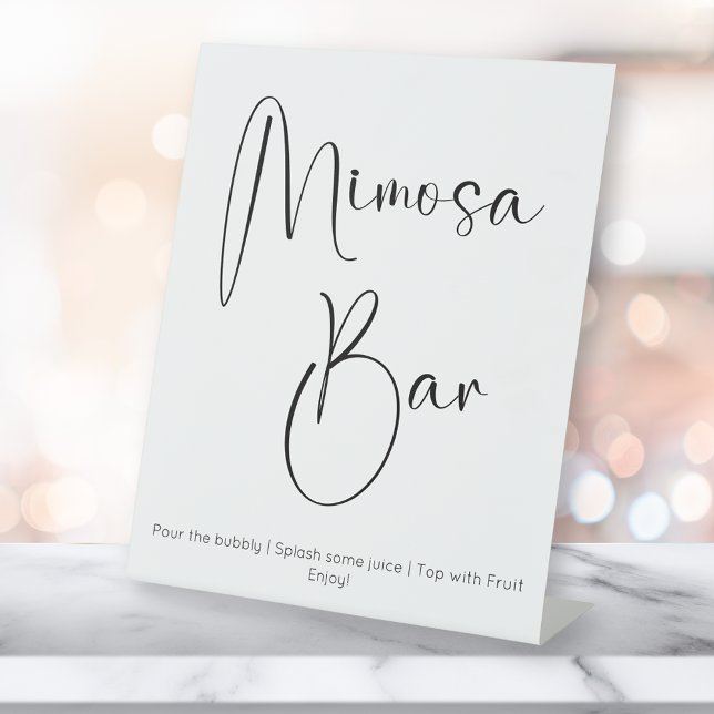 Modern Script Mimosa Bar Bridal Shower Pedestal Sign (Creator Uploaded)