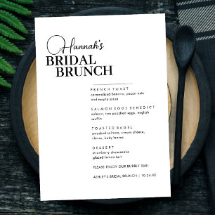 Modern Script Minimal Bridal Brunch Menu