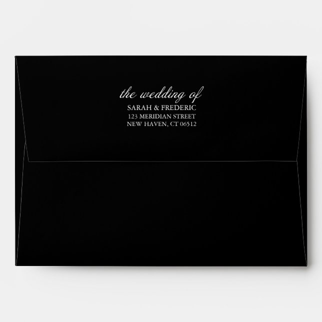Modern Script Minimal Calligraphy Black Wedding Envelope (Back (Top Flap))