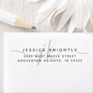 Modern Script Minimal Grey Monogram Initials Label Return Address Label