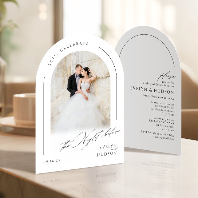 Modern Script Minimal Photo Arch The Night Before Invitation (Modern Script Minimal Photo Arch The Night Before Invitation)