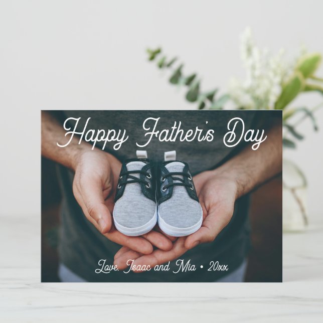 Modern Script Minimal Photo Father's Day Invitation (Standing Front)