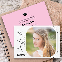 Modern Script Minimal Photo Graduation Party Invitation