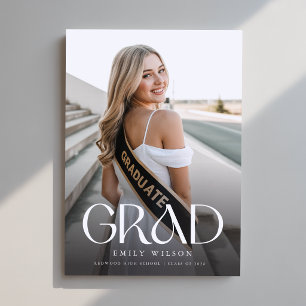 Modern Script Minimal Photo Graduation Thank You Postcard
