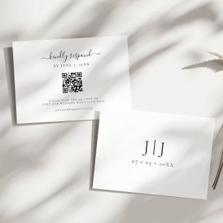 Modern Script Minimal QR Code RSVP Card