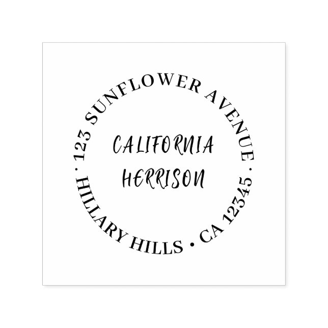 Modern Script | Minimal Round Return Address Self-inking Stamp (Design)