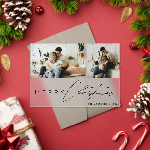 Modern Script Minimal Simple Photo Christmas Card Acrylic Invitations
